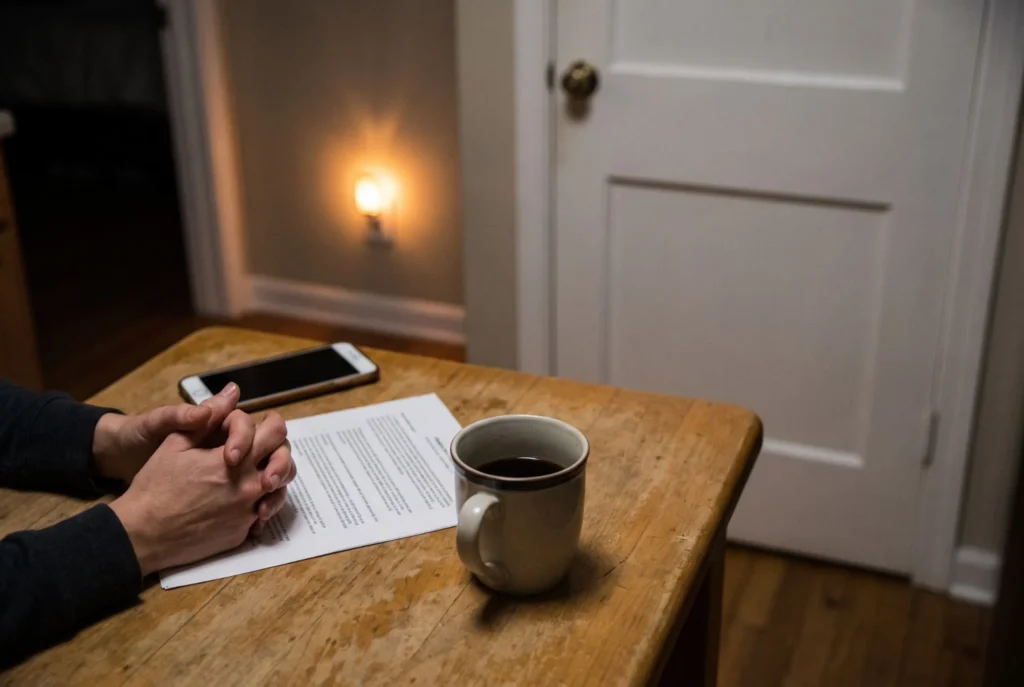 Parent reviewing notes at the kitchen table after another week of teen therapy with little change.
